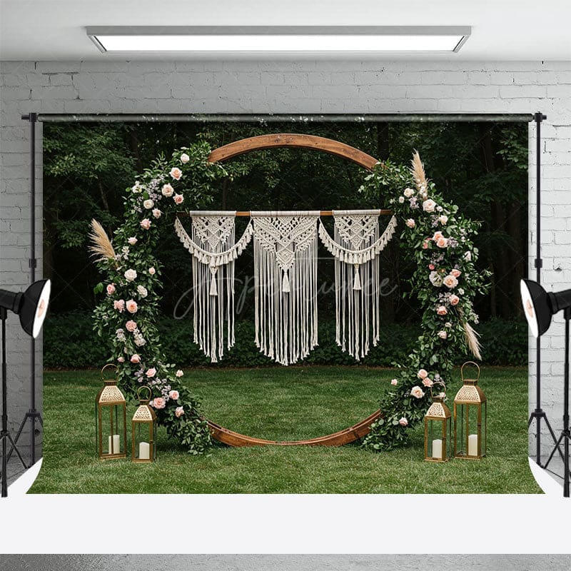 Aperturee - Aperturee Fresh Floral Boho Circular Outdoor Wedding Backdrop