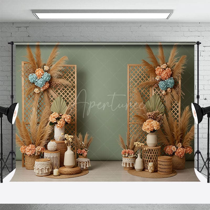 Aperturee - Aperturee Fresh Floral Boho Sweet Simple Wedding Backdrop