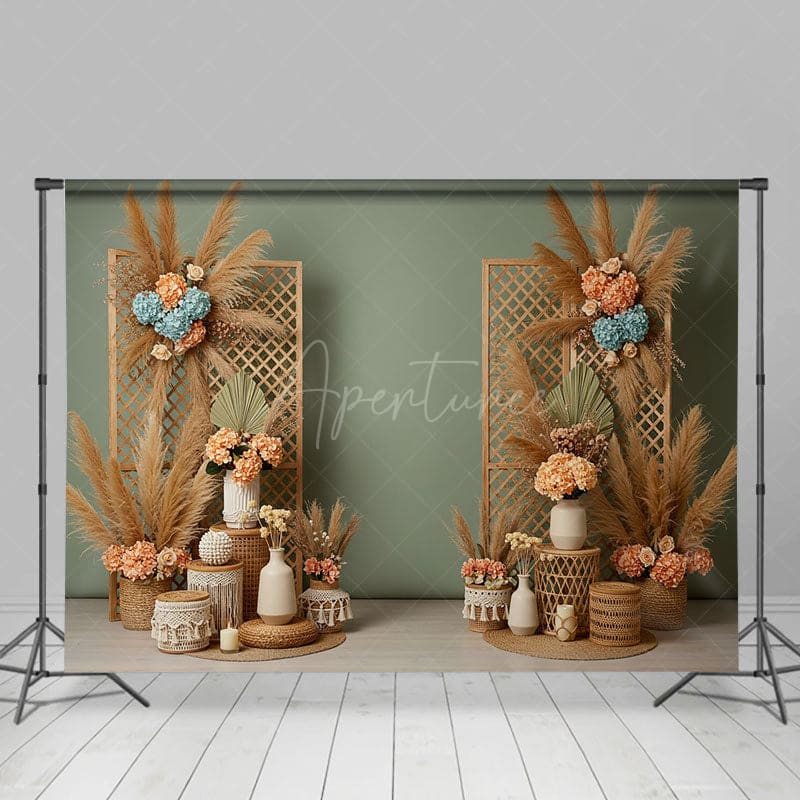 Aperturee - Aperturee Fresh Floral Boho Sweet Simple Wedding Backdrop