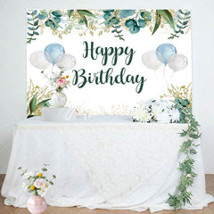 Aperturee - Aperturee Fresh Green Gold Balloon Happy Birthday Backdrop