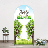 Aperturee - Aperturee Fresh Green Trees Scene Family Reunion Arch Backdrop
