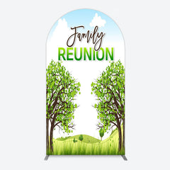 Aperturee - Aperturee Fresh Green Trees Scene Family Reunion Arch Backdrop
