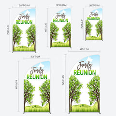 Aperturee - Aperturee Fresh Green Trees Scene Family Reunion Half Moon Arch Backdrop