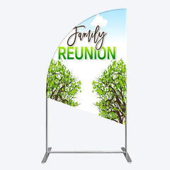 Aperturee - Aperturee Fresh Green Trees Scene Family Reunion Half Moon Arch Backdrop