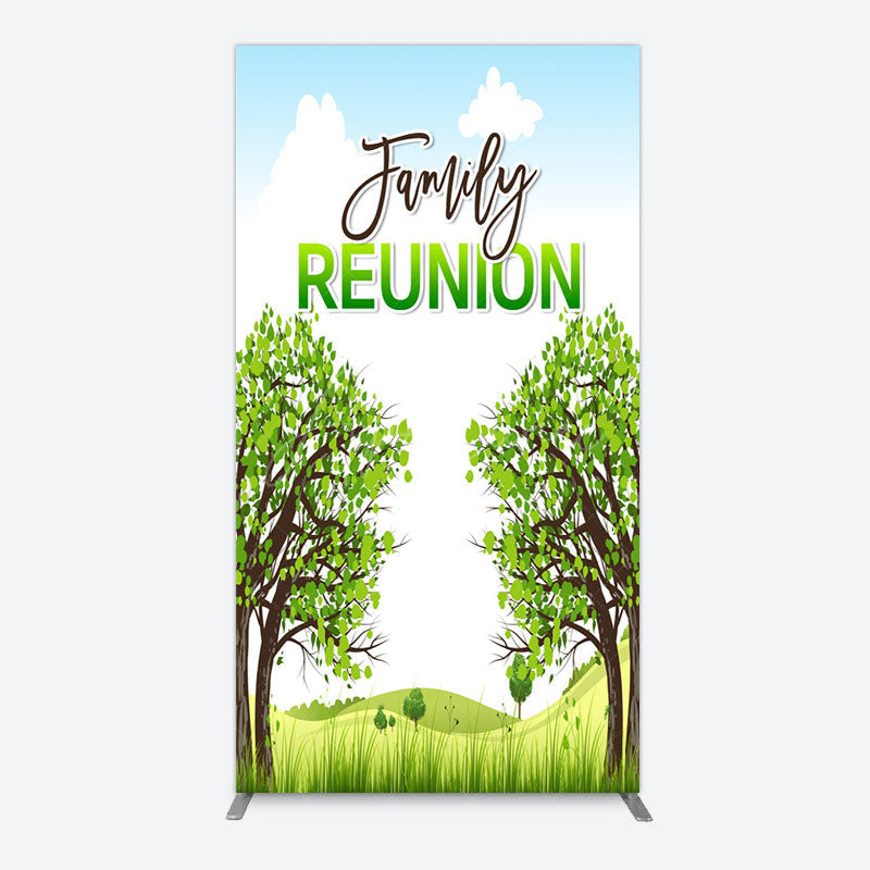 Aperturee - Aperturee Fresh Green Trees Scene Family Reunion Rectangle Backdrop