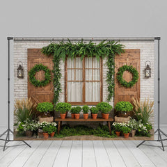 Aperturee - Aperturee Fresh Green Wreath Floral Sweet Wedding Backdrop