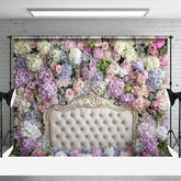 Aperturee - Aperturee Fresh Hydrangea Sweet Photography Headboard Backdrop