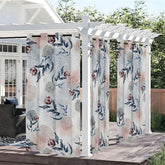 Aperturee - Aperturee Fresh Hydrangea Waterproof Printed Outdoor Curtains