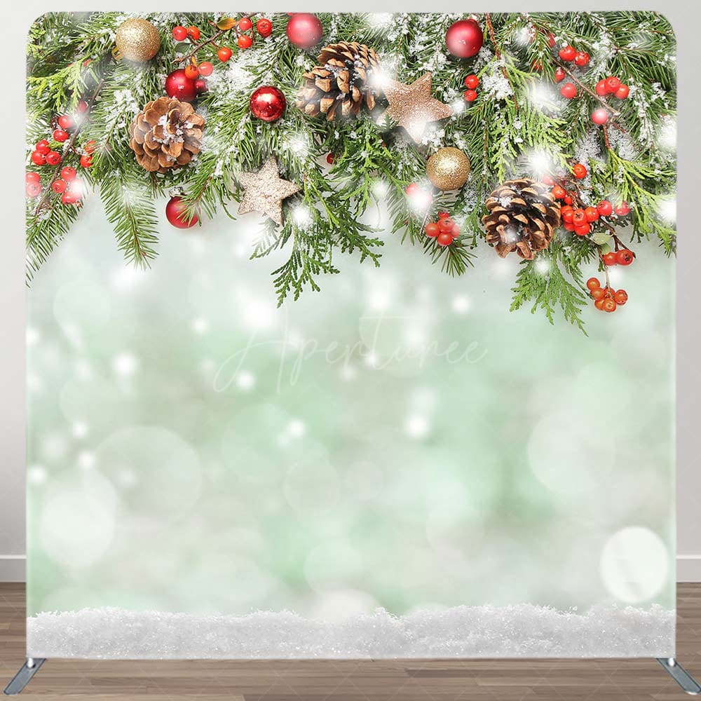 Aperturee - Aperturee Fresh Light Green Bokeh Xmas Pillow Case Backdrop