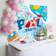 Aperturee - Aperturee Fresh Outdoor Summer Pool Party Birthday Backdrop