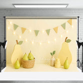 Aperturee - Aperturee Fresh Pear Flag Light Photography Cake Smash Backdrop