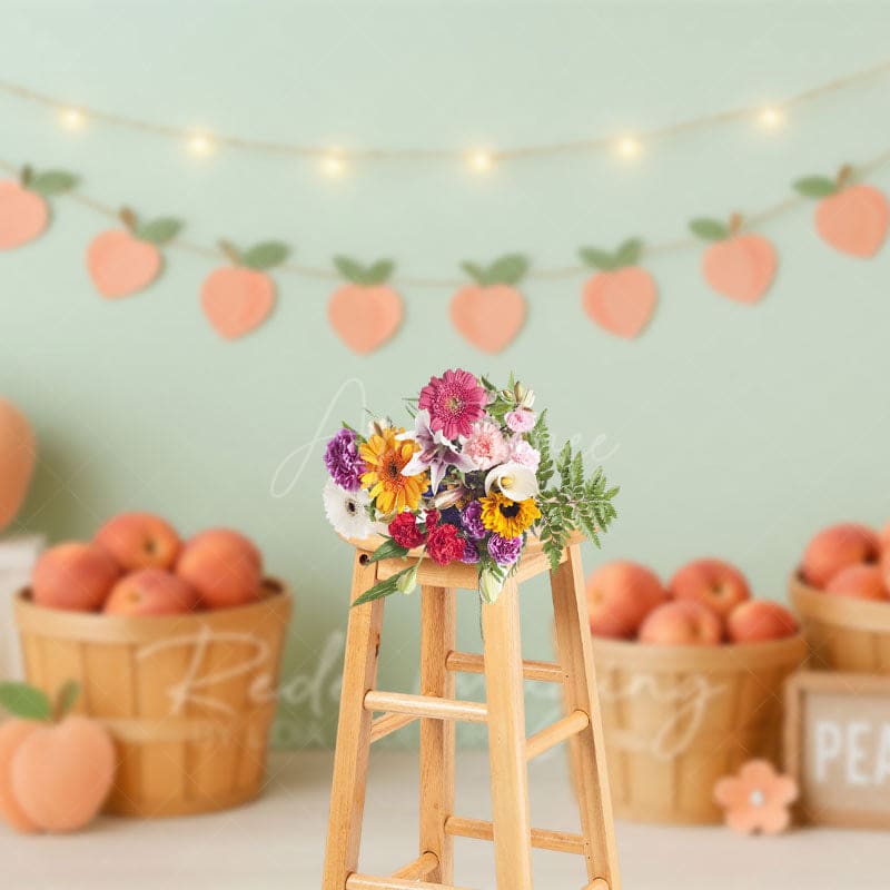 Aperturee - Aperturee Fresh Pink Peachy Lights Wall Cake Smash Backdrop