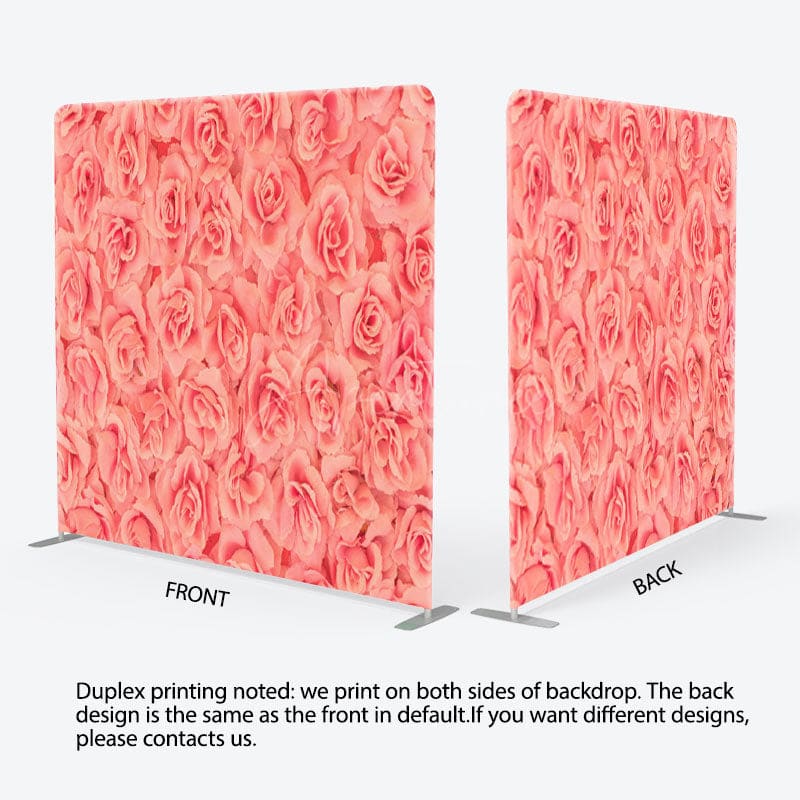 Aperturee - Aperturee Fresh Pink Roses Fabric Valentines Day Backdrop Cover