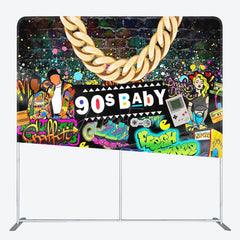 Aperturee - Aperturee Fresh Prince 90s Baby Fabric Backdrop Cover for Baby Shower