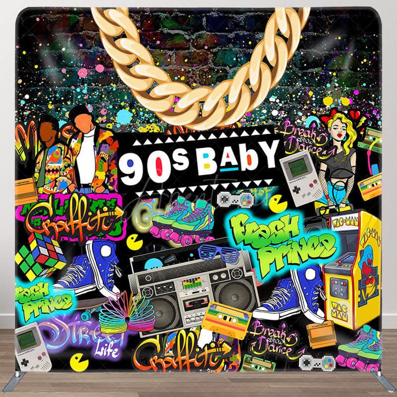 Aperturee - Aperturee Fresh Prince 90s Baby Fabric Backdrop Cover for Baby Shower