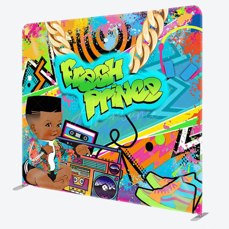 Aperturee - Aperturee Fresh Prince Graffiti Fabric Backdrop Cover for Baby Shower