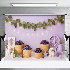 Aperturee - Aperturee Fresh Purple Grapes Bunny Wall Cake Smash Backdrop