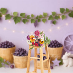 Aperturee - Aperturee Fresh Purple Grapes Bunny Wall Cake Smash Backdrop
