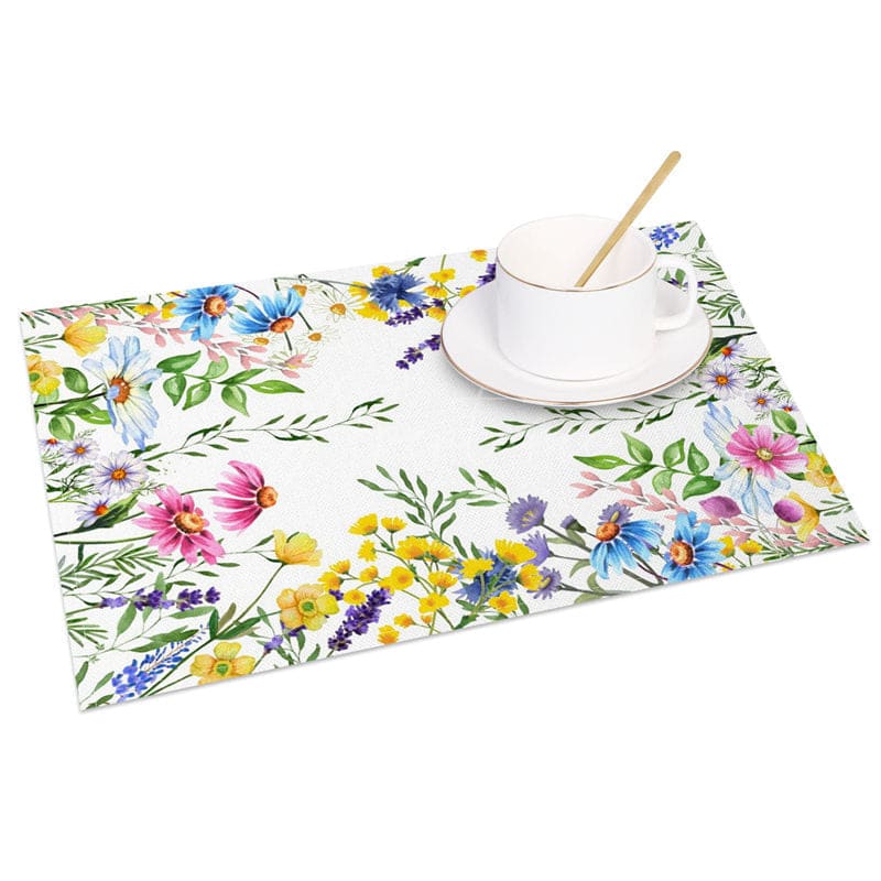 Aperturee - Aperturee Fresh Spring Floral Sweet Party Set of 4 Placemats
