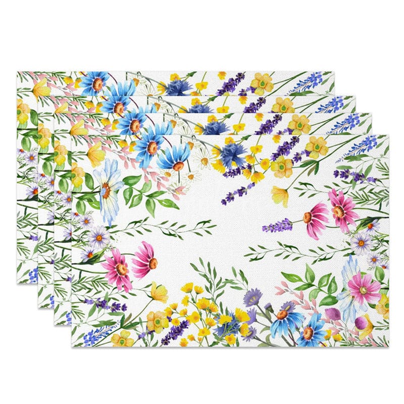 Aperturee - Aperturee Fresh Spring Floral Sweet Party Set of 4 Placemats