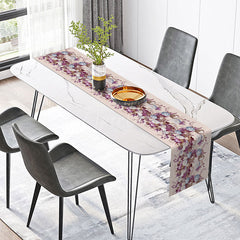 Aperturee - Aperturee Fresh Spring Floral Table Runner with Purple Blue and White Flowers Elegant Botanical Kitchen or Dining Decor