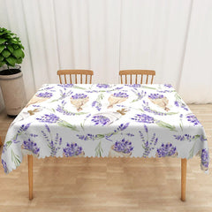 Aperturee - Aperturee Fresh Spring Lavender Tablecloth in Purple for Garden Party Wedding or French Country Themed Decor