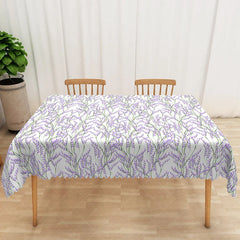 Aperturee - Aperturee Fresh Spring Tablecloth with Lavender Flowers in Purple for Elegant Garden Party and Kitchen Decor