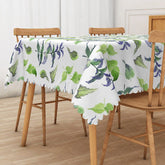 Aperturee - Aperturee Fresh Spring Vibe Rectangle Tablecloth with Green Leaves for Easter Garden Party and Kitchen Decor