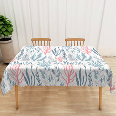 Aperturee - Aperturee Fresh Summer Underwater Rectangle Tablecloth with Algae Print for Ocean and Marine Life Themed Decor