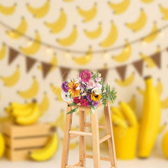 Aperturee - Aperturee Fresh Sweet Bananas Cartoon Cake Smash Backdrop