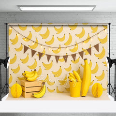Aperturee - Aperturee Fresh Sweet Bananas Cartoon Cake Smash Backdrop