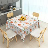 Aperturee - Aperturee Fresh Watercolor Peach and Leaf Rectangle Tablecloth Summer Fruit Pattern Table Cover for Kitchen Dining