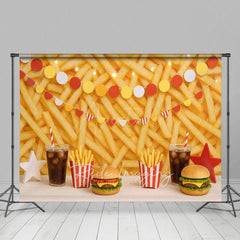 Aperturee - Aperturee Fries Wall Burger Shop Birthday Cake Smash Backdrop