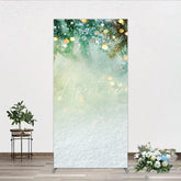 Aperturee - Aperturee Frosted Pine Branches and Sparkling Lights Winter Holiday Rectangle Arch Backdrop Christmas Snow Scene Decor