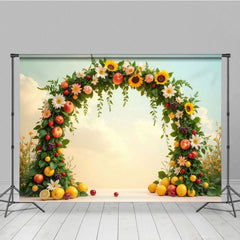 Aperturee - Aperturee Fruit Sunflower Garland Summer Photography Backdrop