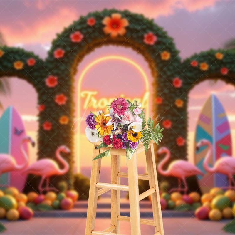 Aperturee - Aperturee Fruits Plant Arch Tropical Vibes Summer Photo Backdrop