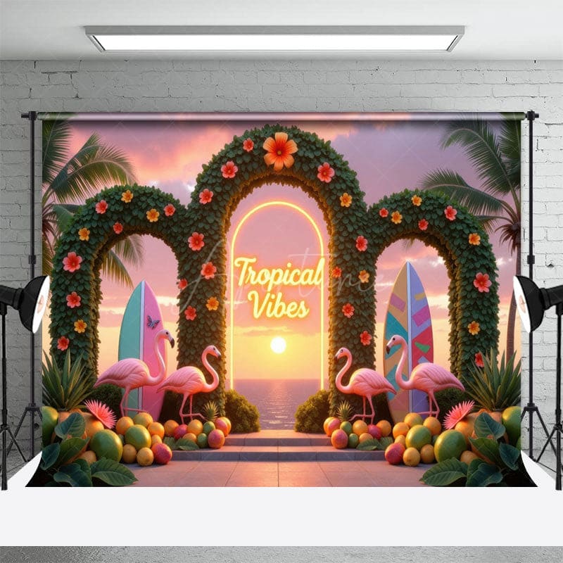 Aperturee - Aperturee Fruits Plant Arch Tropical Vibes Summer Photo Backdrop