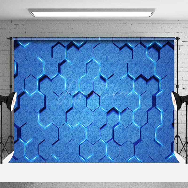 Aperturee - Aperturee Futuristic Blue Hexagonal Wall Science Fiction Backdrop