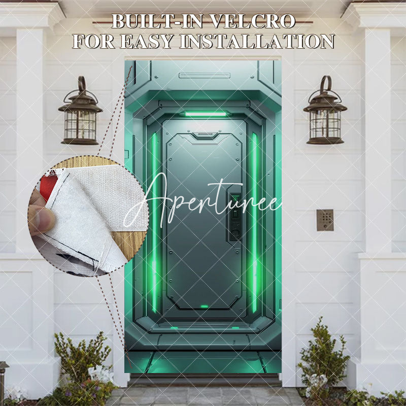 Aperturee - Aperturee Futuristic Green Space Capsule Party Door Cover
