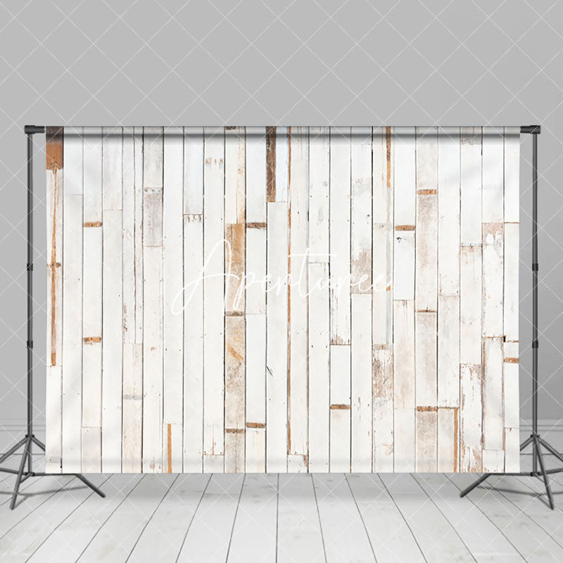 Aperturee - Aperturee Fuzzy Wood Wall White Beige Stripe Abstract Backdrop