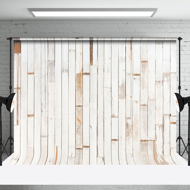 Aperturee - Aperturee Fuzzy Wood Wall White Beige Stripe Abstract Backdrop