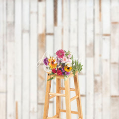 Aperturee - Aperturee Fuzzy Wood Wall White Beige Stripe Abstract Backdrop