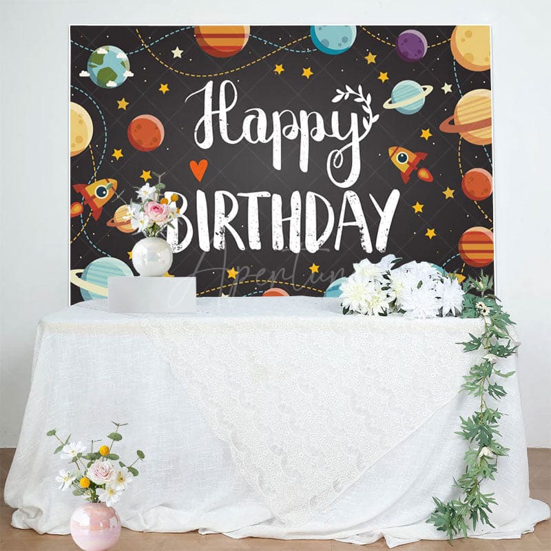 Aperturee - Aperturee Galactic Universe Planet Happy Birthday Backdrop