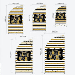 Aperturee - Aperturee Game Night Party Half Moon Arch Backdrop in Black and Gold Glitter Life is a Party Theme Adult Birthday Photo Booth