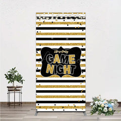 Aperturee - Aperturee Game Night Party Rectangle Backdrop in Black and Gold Glitter Life is a Party Theme Adult Birthday Photo Booth Decor