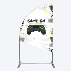 Aperturee - Aperturee Game On Happy Birthday Sweet Simple Half Moon Arch Backdrop