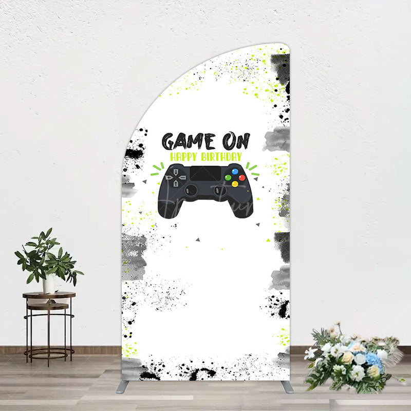 Aperturee - Aperturee Game On Happy Birthday Sweet Simple Half Moon Arch Backdrop