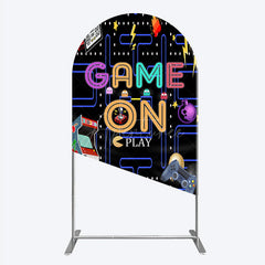 Aperturee - Aperturee Game On Retro Arcade Arch Backdrop for Birthday 80s Video Game Inspired Theme Pixel Party Photo Booth Decor