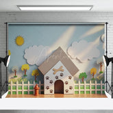 Aperturee - Aperturee Garden Fence Paw Kennel Birthday Cake Smash Backdrop