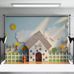 Aperturee - Aperturee Garden Fence Paw Kennel Birthday Cake Smash Backdrop